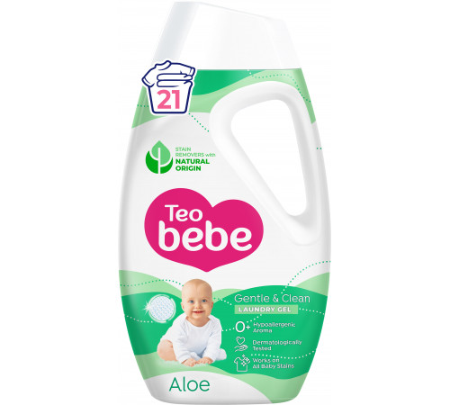 Жидкое средство для стирки детского белья Teo Bebe Gentle & Clean Aloe 945 мл 21 цикл стирки