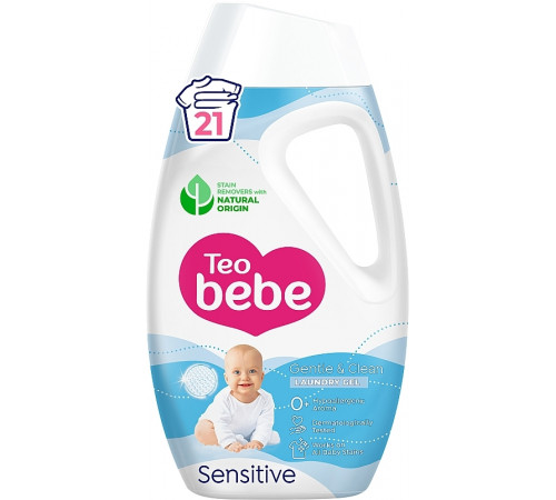 Рідкий засіб для прання дитячої білизни Teo Bebe Gentle & Clean Sensitive 945 мл 21 цикл прання