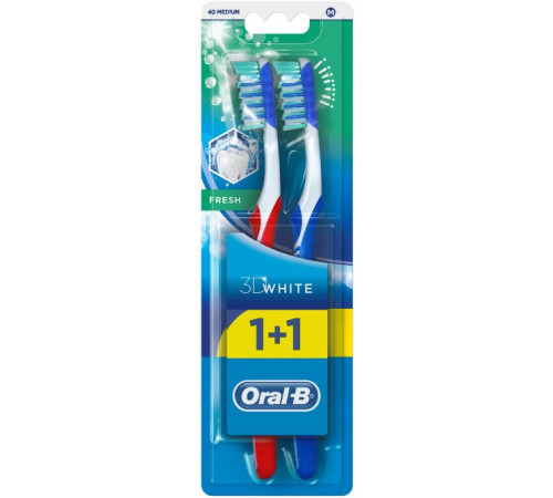 Набор зубных щеток Oral-B 1+1 3D White Свежесть средней жесткости