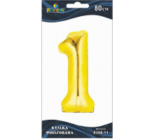 Кулька повітряна фольгована Pelican цифра 1 золото 80 см