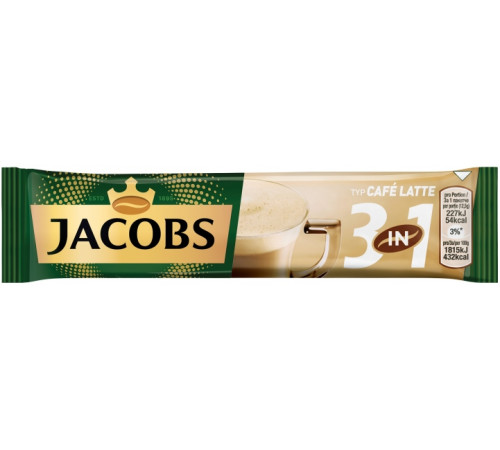 Кофе растворимый в стиках Jacobs 3 in 1 Cafe Latte 12.5 г