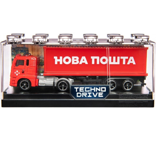 Автомодель Techno Drive250416CG Фура Новая почта в пластиковом боксе (батарейки, музыка, свет)