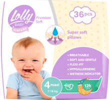 Підгузки дитячі Lolly Premium Soft 4 (7-18 кг) 36 шт