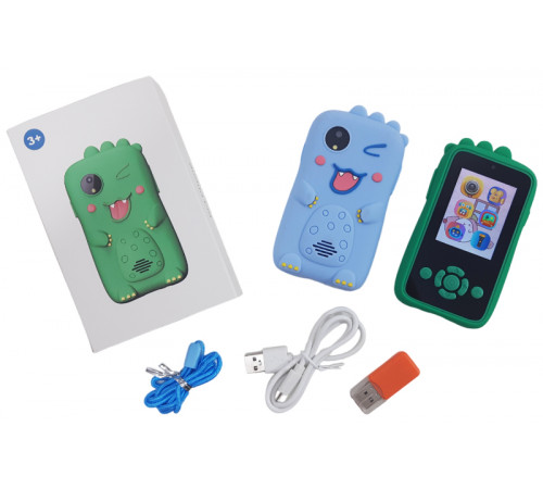 Смартфон Kid Phone Dino с камерой и играми (синий/зеленый) 14х9х4 см