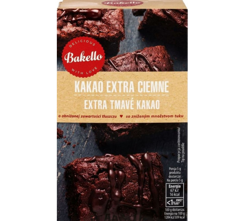 Какао порошок Bakello екстра темне 200 г