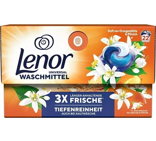 Гелевые капсулы для стирки Lenor Universal Orangenblute & Pfirsich 22 шт (цена за 1 шт) Гелевые капсулы для стирки Lenor Universal Orangenblute & Pfirsich 22 шт (цена за 1 шт)