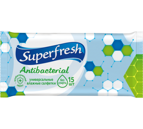 Вологі серветки Superfresh Antibacterial 15 шт