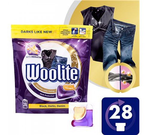 Гелевые капсулы для стирки Woolite Black Darks Denim 28 шт (цена за 1 шт)