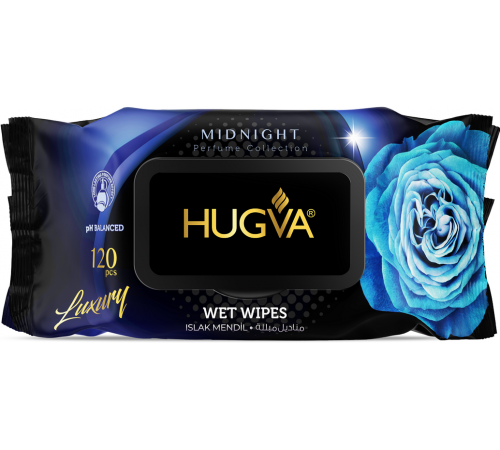 Серветки вологі Hugva Luxury Midnight з клапаном 120 шт