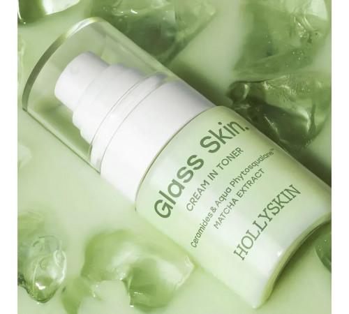 Крем-тонер для обличчя Hollyskin Glass Skin з церамідами та екстрактом матчі 50 мл