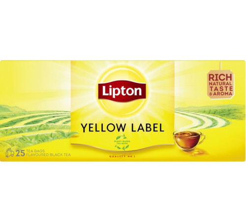 Чай Lipton Yellow Label Чорний у пакетиках 25 штук