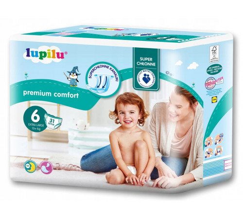 Подгузники Lupilu Premium comfort 6 (15кг+) 31 шт