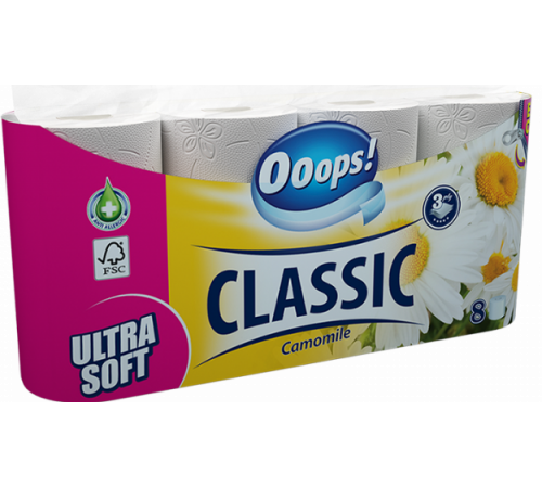 Туалетний папір Ooops Classic Camomile 3 шари 8 шт