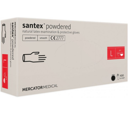 Перчатки медицинские латексные Santex L 100 шт