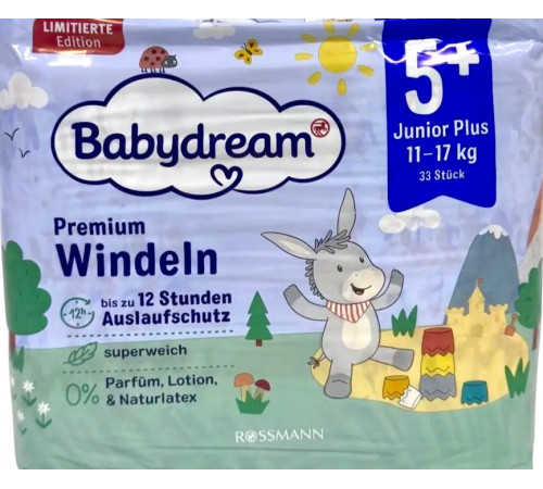 Підгузки Babydream Premium 5+ (11-17 кг) 33 шт