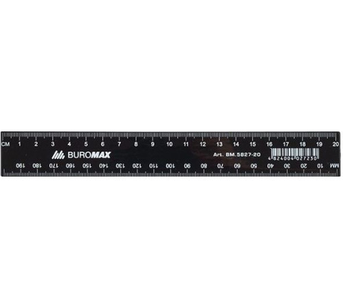 Линейка пластиковая Buromax ВМ.5827-20 черная 20 см Линейка пластиковая Buromax ВМ.5827-20 черная 20 см