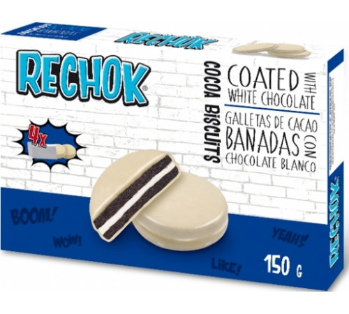 Печенье Rechok Cocoa biscuits White chocolate 150 г