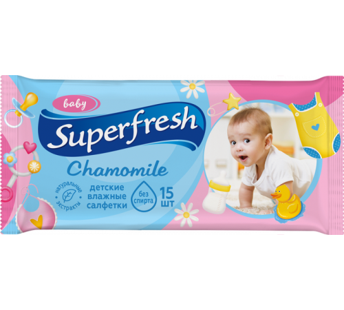 Вологі серветки Superfresh Baby Chamomile 15 шт