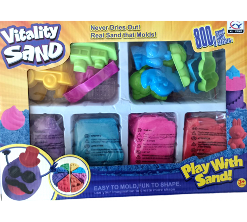 Кінетичний пісок Vitality Sand 1902 А/С/Е (4 кольори, 16 форм, 6 екструдерів) 800 г в асортименті