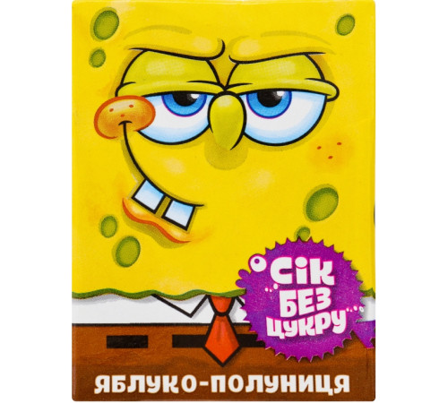 Сок без сахара Sponge Bob Яблоко-Клубника 200 мл
