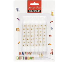 Свічки на торт білі у золоту зірочку 6 шт