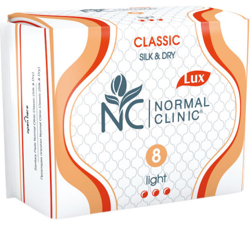 Гигиенические прокладки Normal Cliniс Classic LUX  Silk & Dry Light 3 капли 8 шт