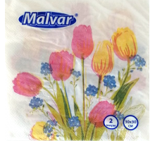 Салфетка Malvar Тюльпаны 30х30 см 2-х шаровая 20 шт