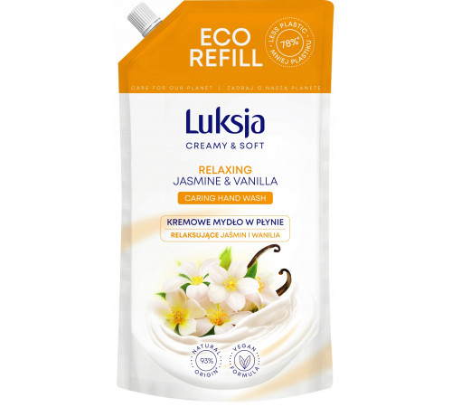 Рідке крем-мило Luksja Jasmine & Vanilla дой-пак 900 мл