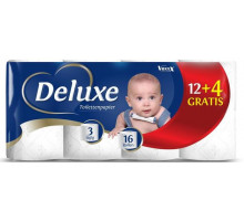 Туалетная бумага Deluxe 3 слоя 16 рулонов