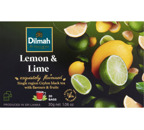 Чай чорний Dilmah Lemon & Lime 20 пакетиків 30 г Чай чорний Dilmah Lemon & Lime 20 пакетиків 30 г