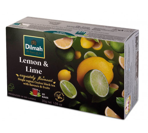 Чай чорний Dilmah Lemon & Lime 20 пакетиків 30 г Чай чорний Dilmah Lemon & Lime 20 пакетиків 30 г