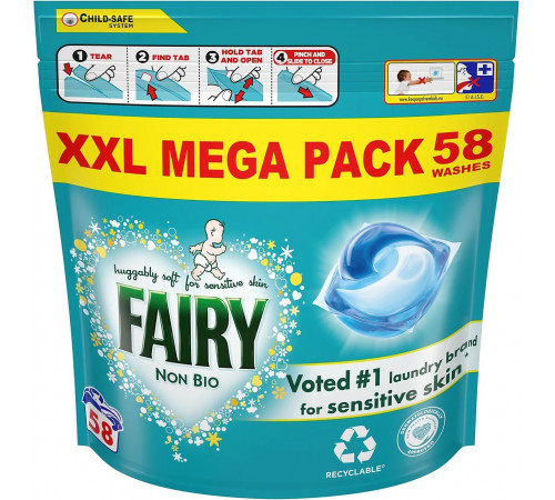 Гелеві капсули для прання дитячої білизни Fairy Non-Bio Sensitive 58 шт (ціна за 1 шт) Гелеві капсули для прання дитячої білизни Fairy Non-Bio Sensitive 58 шт (ціна за 1 шт)