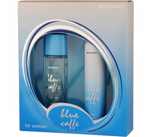 Подарочный набор Jean Mark женский Blue Cafe.Туалетная вода Blue Cafe 50 мл + Дезодорант аэрозоль Blue Cafe 75 мл коробка