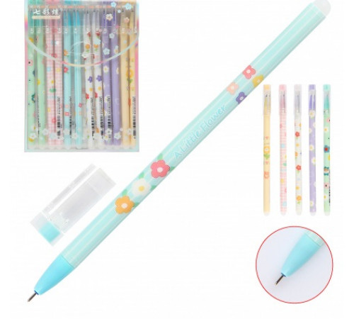 Ручка гелевая пиши-стирай Цветы QX 1802 синяя 0.5 мм