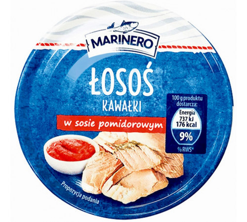 Лосось шматочками Marinero у томатному соусі 150 г Лосось шматочками Marinero у томатному соусі 150 г