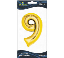 Кулька повітряна фольгована Pelican цифра 9 золото 80 см