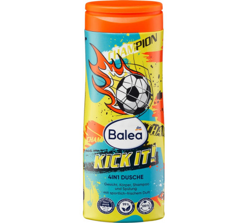 Дитячий гель для душу та шампунь Balea 4in1 Let’s kick it! 300 мл