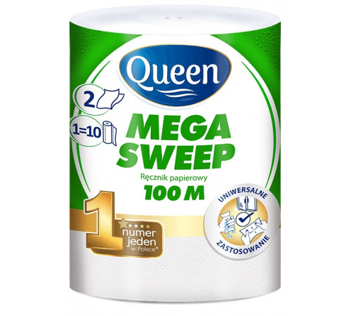 Бумажные полотенца Queen Mega Sweep двухслойные 100 м