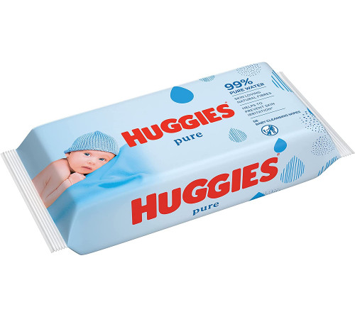 Вологі серветки для дітей Huggies Pure 56 шт