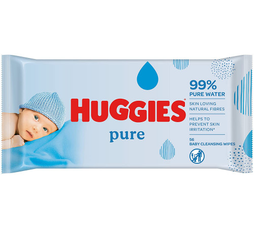 Вологі серветки для дітей Huggies Pure 56 шт