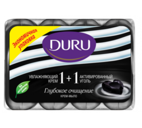 Мыло Duru Soft Sensations 1+1 Активированный уголь экопак 4*90 г