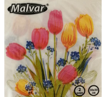 Салфетка Malvar Тюльпаны 30*30 см 2-х шаровая 40 шт