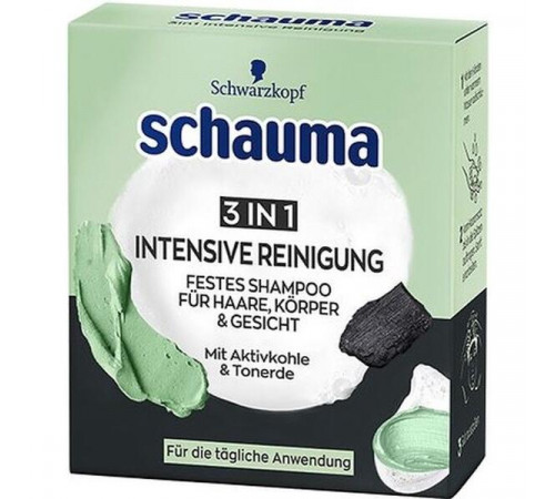 Твердий шампунь для волосся тіла та обличчя Schauma 3 in 1 Intensive Reinigung 60 г