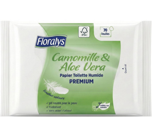 Вологий туалетний папір Floralys Camomille & Aloe Vera 70 шт