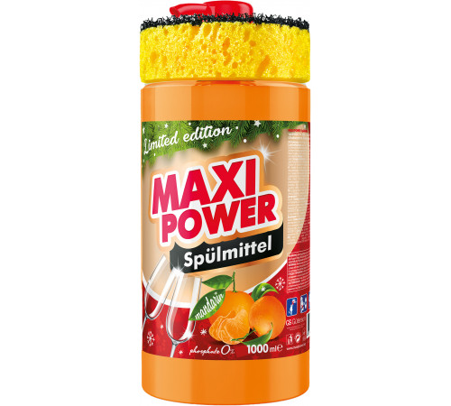 Засіб для миття посуду з губкою Maxi Power Mandarin 1000 мл