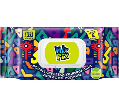 Вологі серветки Mix Fix для всієї родини з клапаном 120 шт