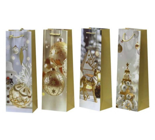 Пакет подарунковий 2604 Новорічний для пляшки