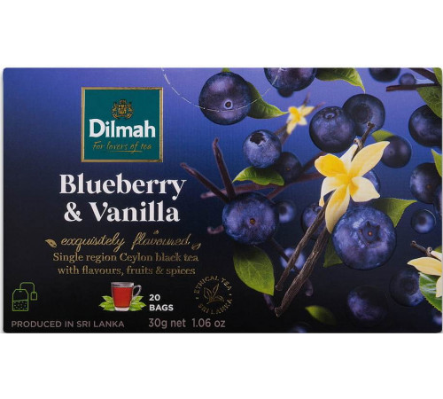 Чай чорний Dilmah Blueberry & Vanilla 20 пакетиків 30 г