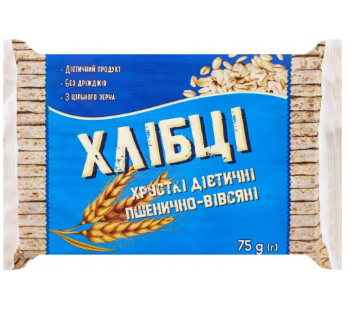 Хлебцы хрустящие диетические пшенично-овсяные 75 г