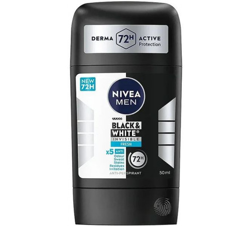 Дезодорант-стік чоловічий Nivea Black & White Fresh 50 мл Дезодорант-стік чоловічий Nivea Black & White Fresh 50 мл